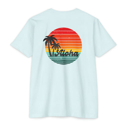 O'ahu Surf Company Retro Aloha T-shirt - O'ahu Surf Company - CVC Ice Blue - Men's Clothing - Hawaii Vintage T-shirt