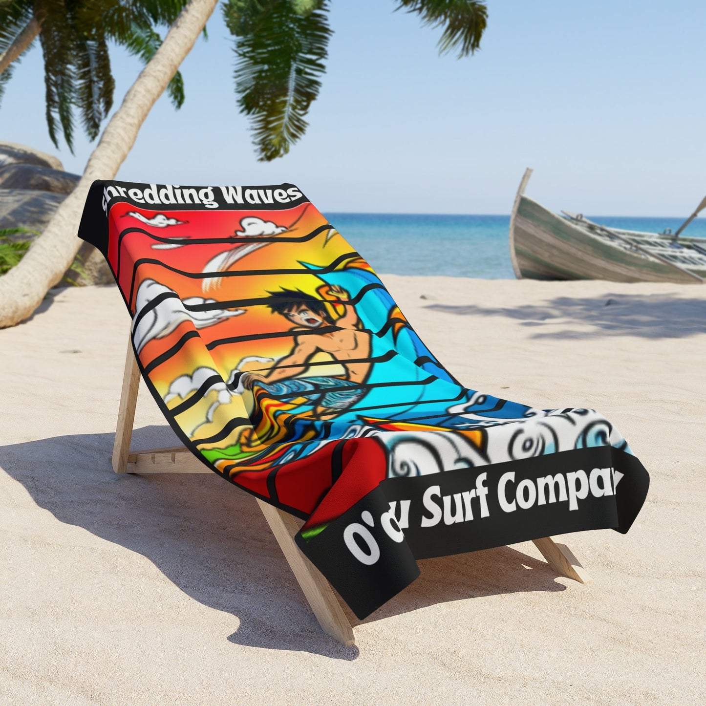 O'ahu Surf Company Shredding Waves Beach Towel - O'ahu Surf Company