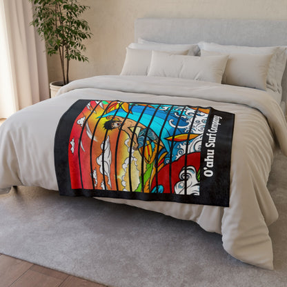 O'ahu Surf Company Shredding Waves Throw Blanket - Hawaii Blanket - Super Soft Throw Blanket - Surf Theme Blanket