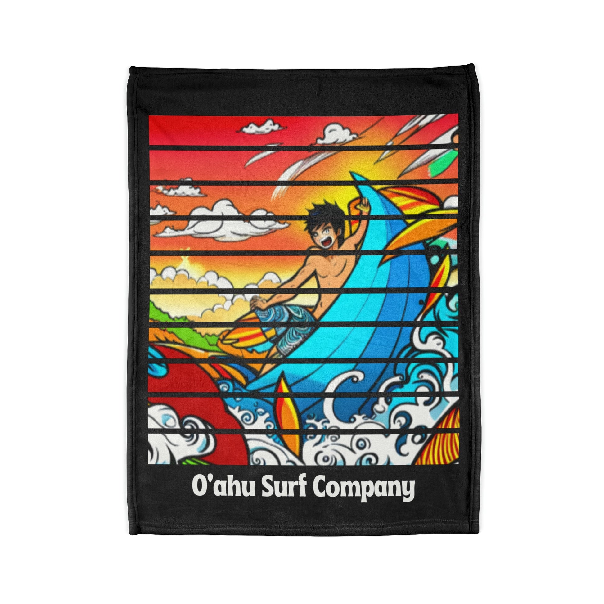 O'ahu Surf Company Shredding Waves Throw Blanket - Hawaii Blanket - Super Soft Throw Blanket - Surf Theme Blanket