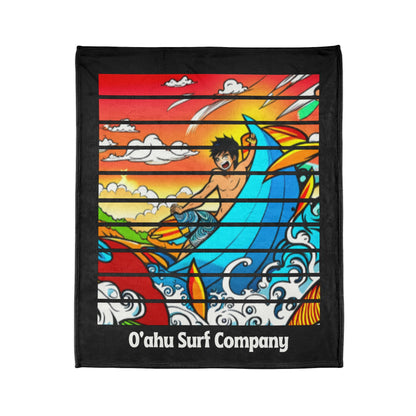 O'ahu Surf Company Shredding Waves Throw Blanket - Hawaii Blanket - Super Soft Throw Blanket - Surf Theme Blanket