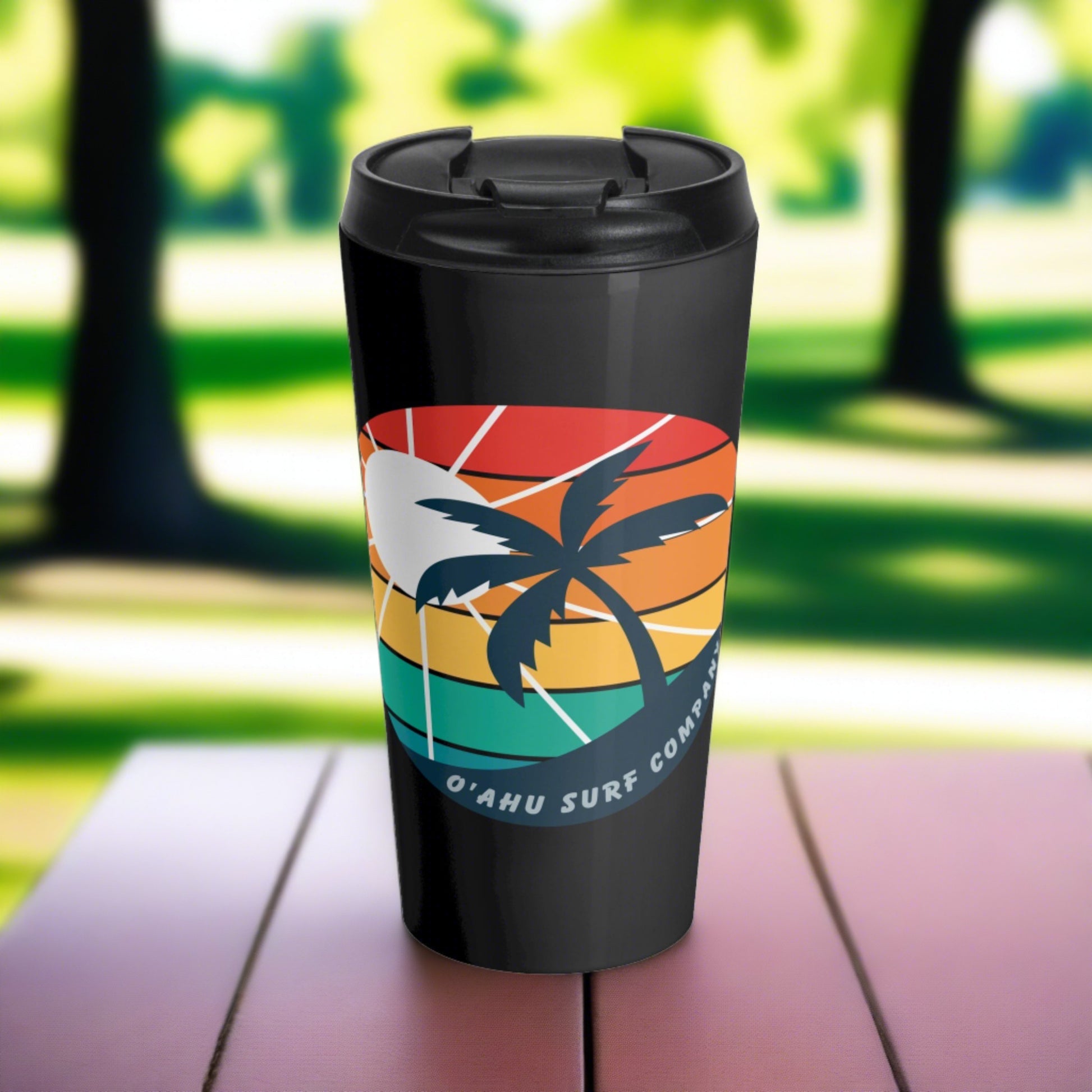 O'ahu Surf Company Stainless Steel Travel Mug - Black - O'ahu Surf Company