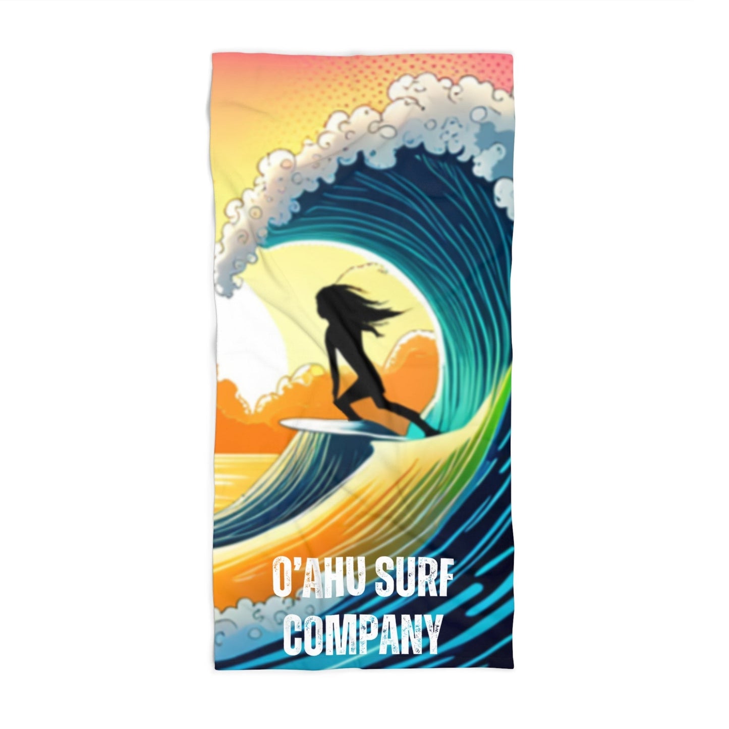 O'ahu Surf Company Surfer Girl Beach Towel. Hawaii Beach Towel. . Surf girl Hawaii beach towel.