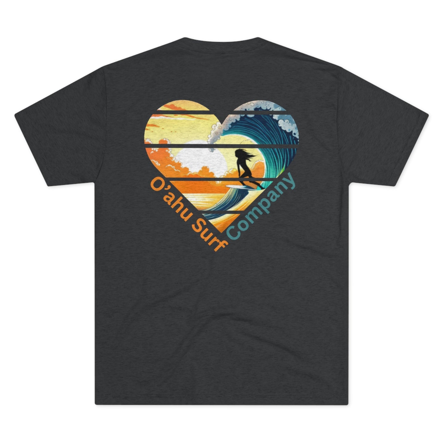 O'ahu Surf Company Surfer Girl Heart T-shirt - Tri-Blend Vintage Black