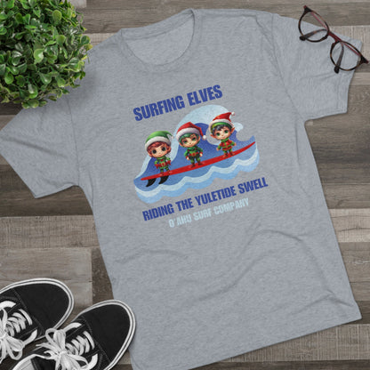 O'ahu Surf Company Surfing Elves Riding the Yuletide Swell T-shirt - O'ahu Surf Company