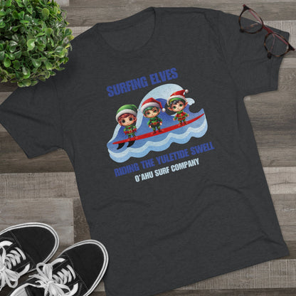 O'ahu Surf Company Surfing Elves Riding the Yuletide Swell T-shirt - O'ahu Surf Company