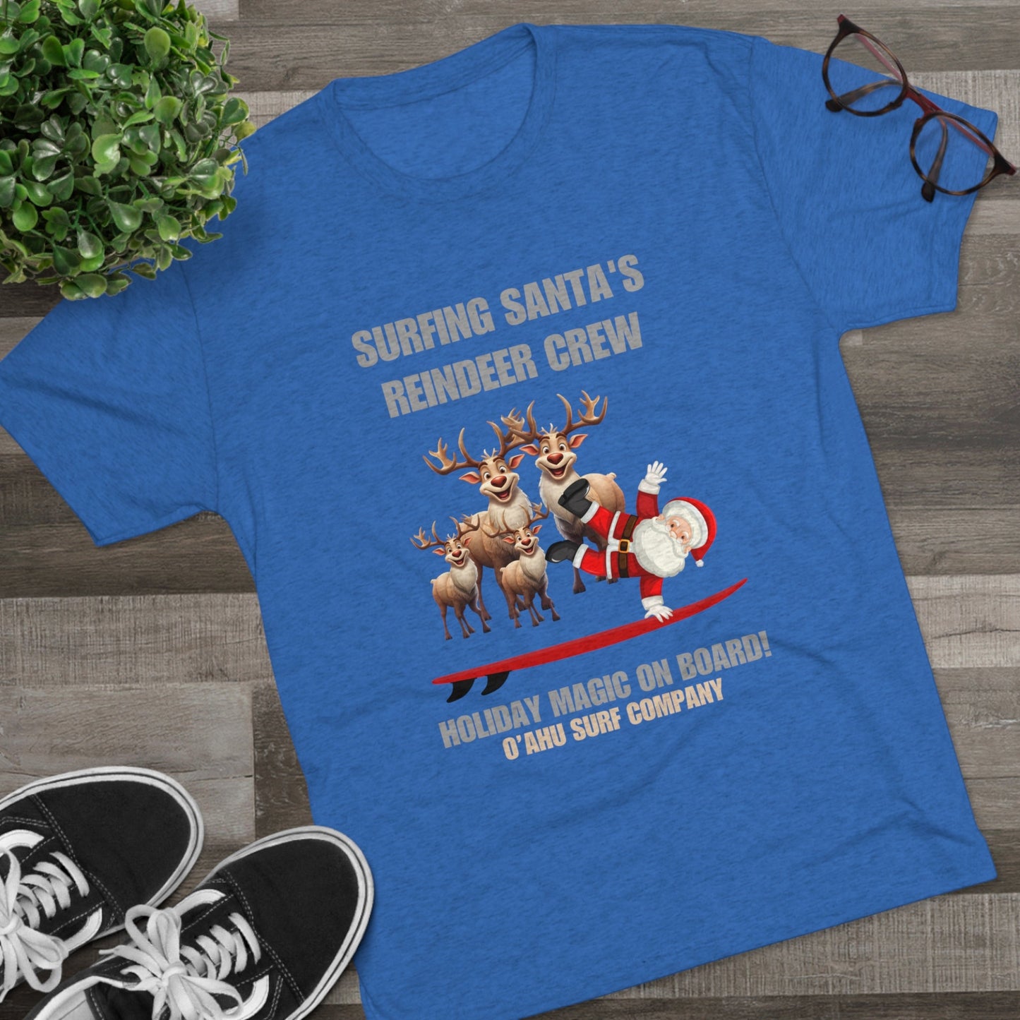 O'ahu Surf Company Surfing Santa's Reindeer Crew T-shirt - O'ahu Surf Company