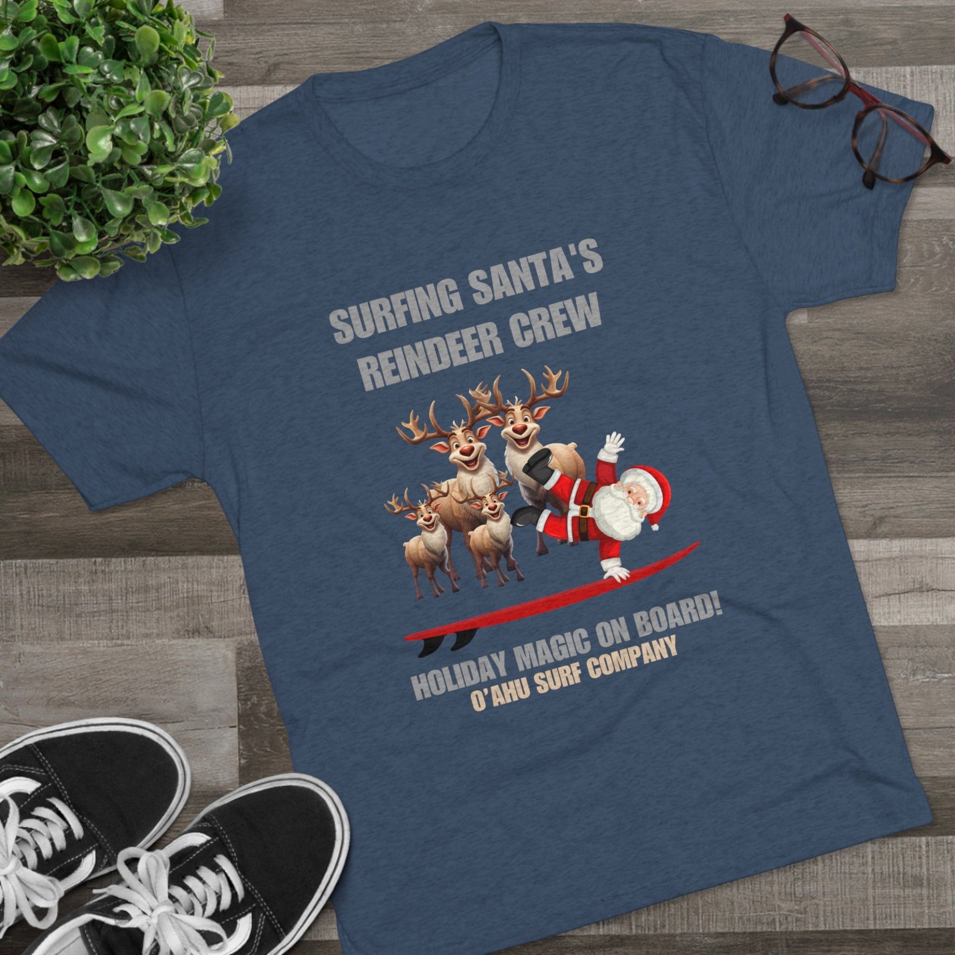 O'ahu Surf Company Surfing Santa's Reindeer Crew T-shirt - O'ahu Surf Company