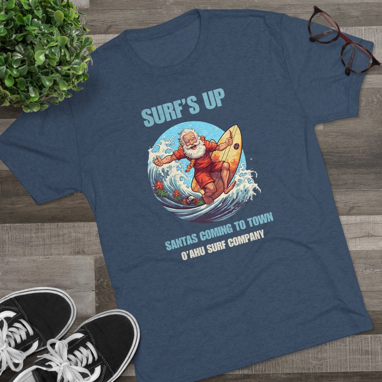 O'ahu Surf Company Surfs Up Santa's Coming to Town T-shirt - O'ahu Surf Company