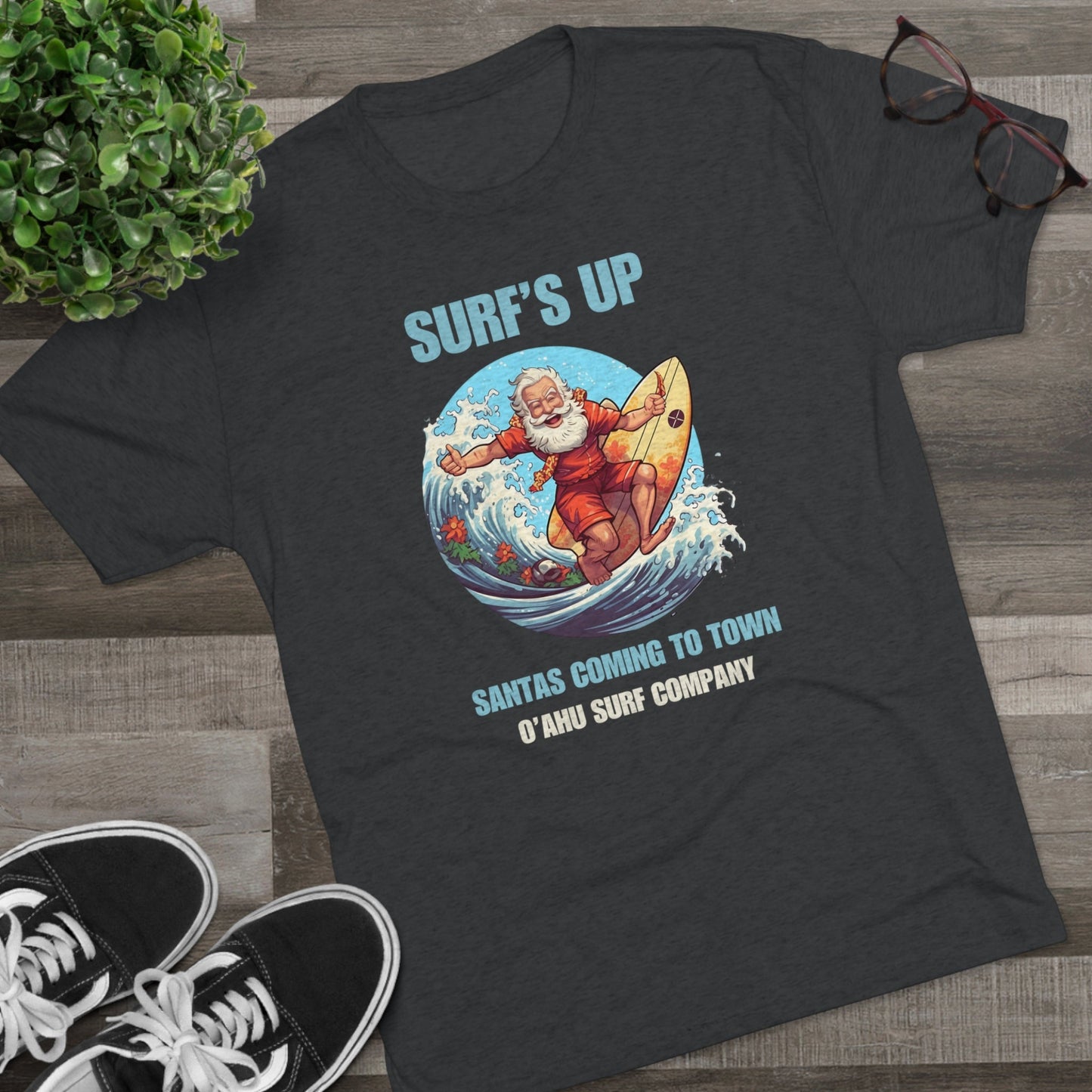 O'ahu Surf Company Surfs Up Santa's Coming to Town T-shirt - O'ahu Surf Company