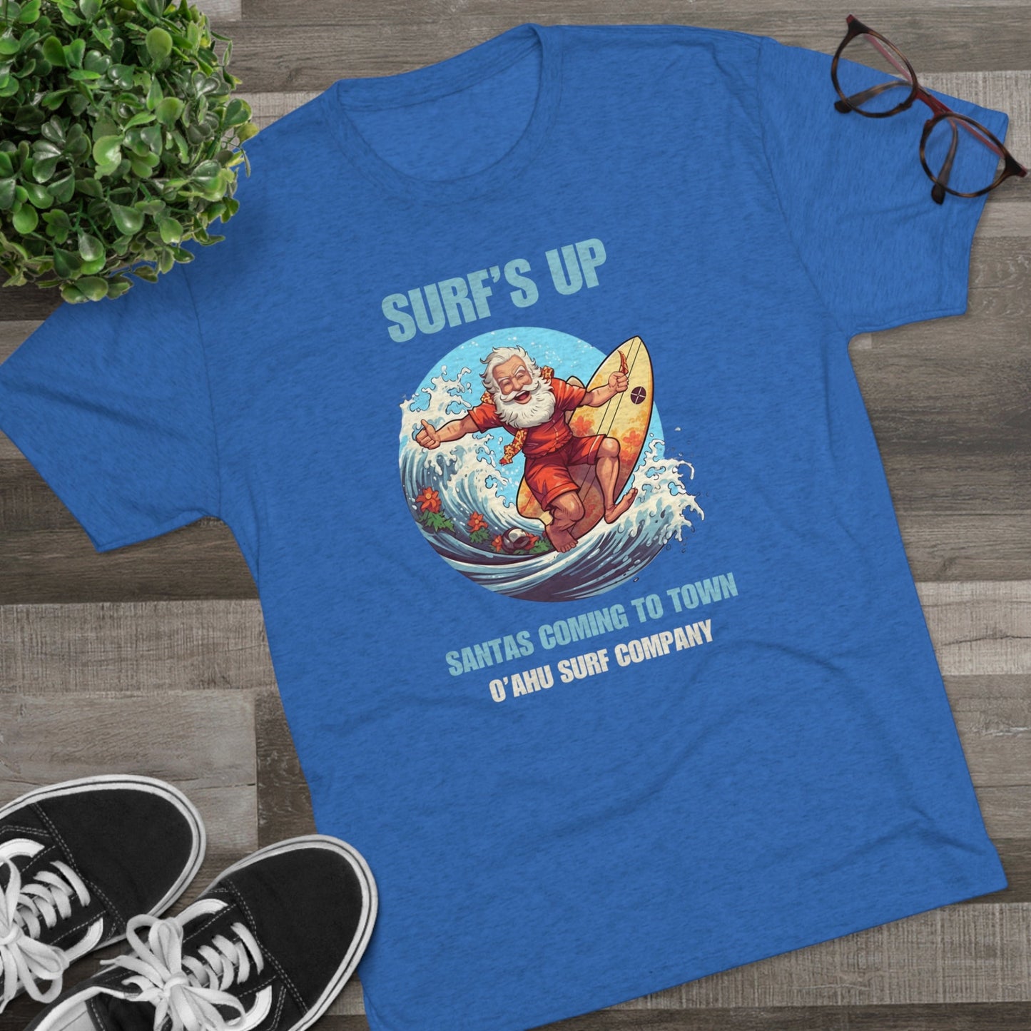 O'ahu Surf Company Surfs Up Santa's Coming to Town T-shirt - O'ahu Surf Company