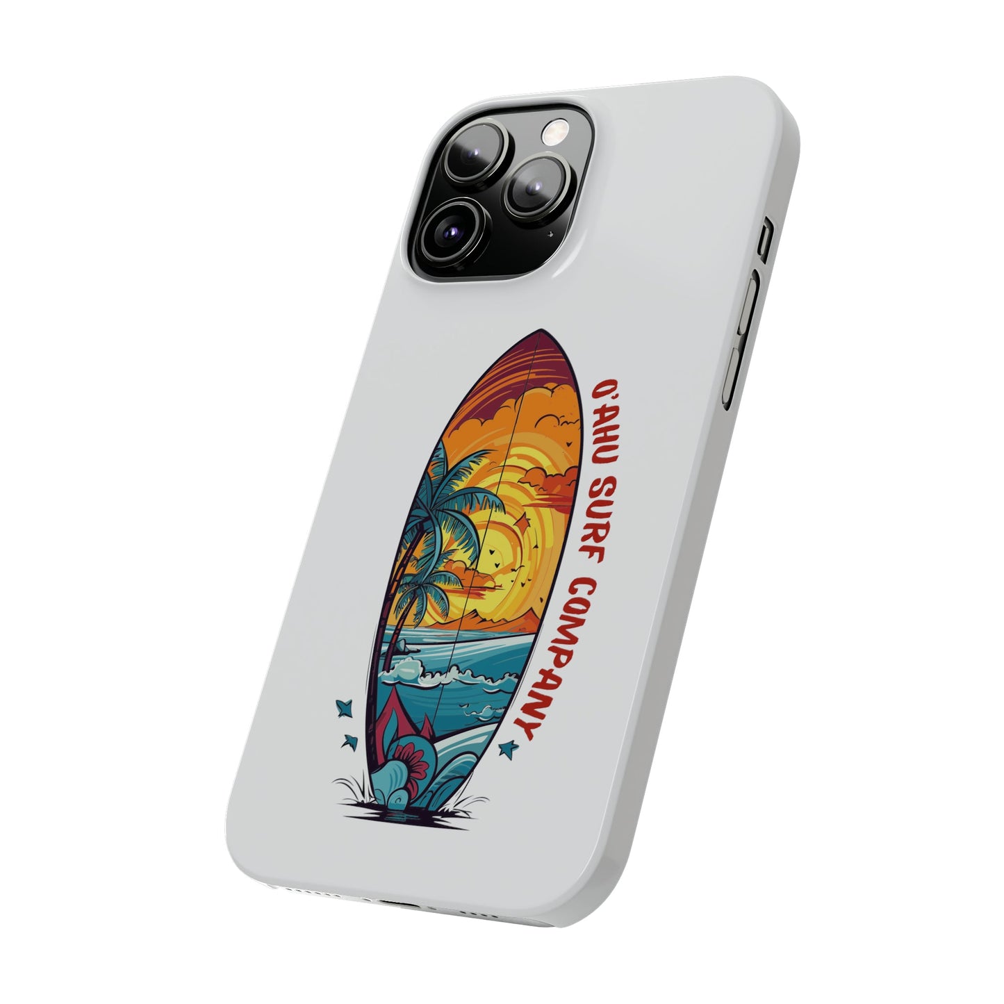 O'ahu Surf Company Tropical Surfboard iPhone Slim Case. Colorful Hawaii surfboard iphone case.