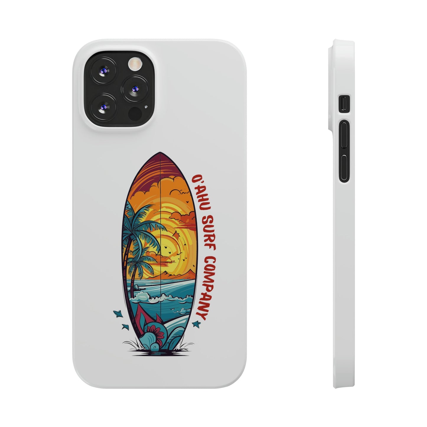 O'ahu Surf Company Tropical Surfboard iPhone Slim Case. Colorful Hawaii surfboard iphone case. iPhone 12/12 Pro