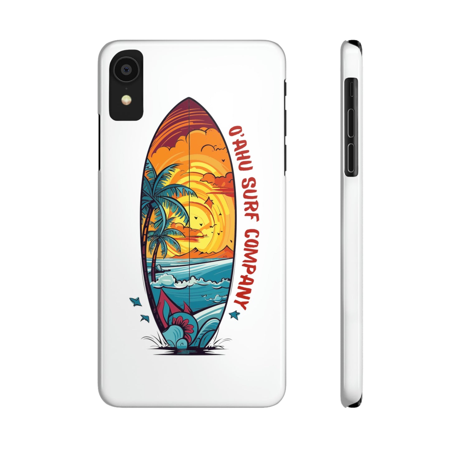 O'ahu Surf Company Tropical Surfboard iPhone Slim Case. Colorful Hawaii surfboard iphone case. iPhone XR