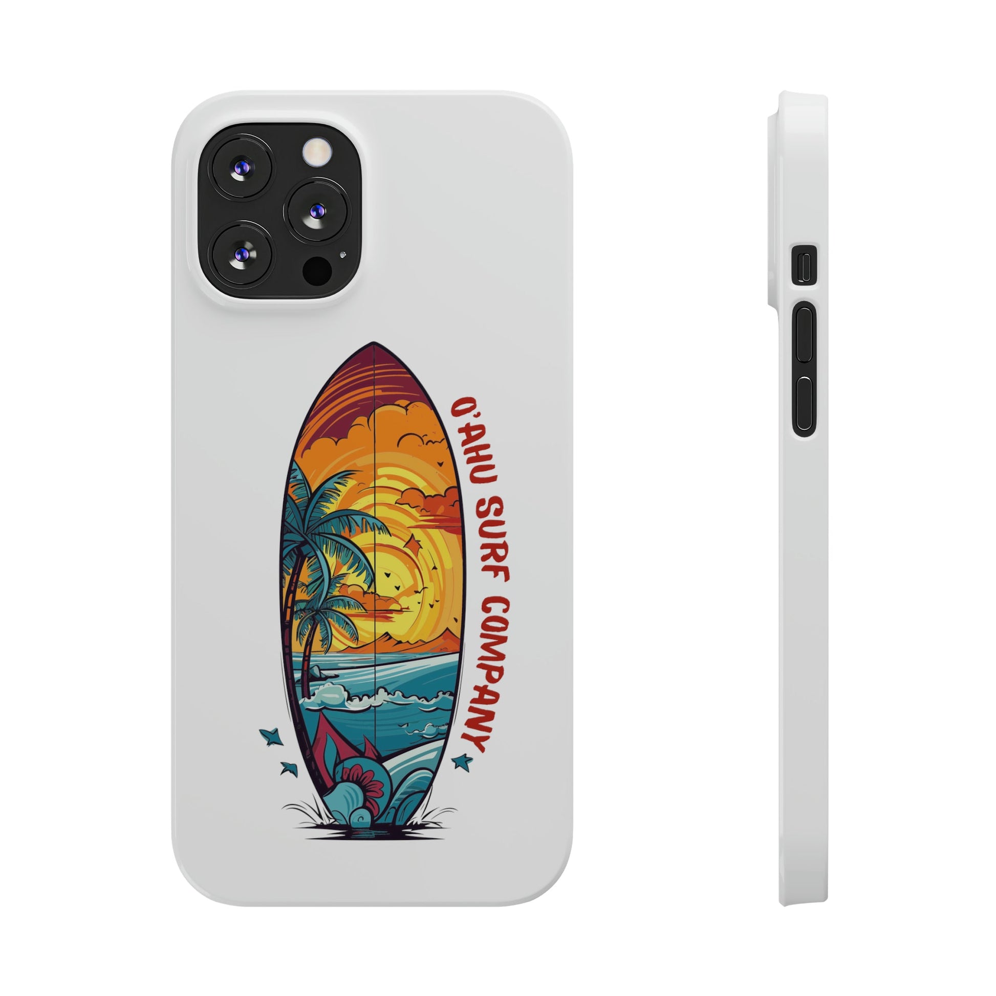 O'ahu Surf Company Tropical Surfboard iPhone Slim Case. Colorful Hawaii surfboard iphone case. iPhone 12 Pro Max