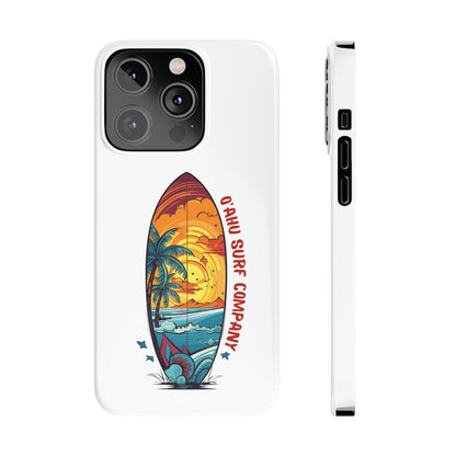 O'ahu Surf Company Tropical Surfboard iPhone Slim Case. Colorful Hawaii surfboard iphone case. iPhone 14 Pro