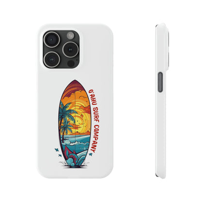 O'ahu Surf Company Tropical Surfboard iPhone Slim Case. Colorful Hawaii surfboard iphone case. iPhone 15 Pro