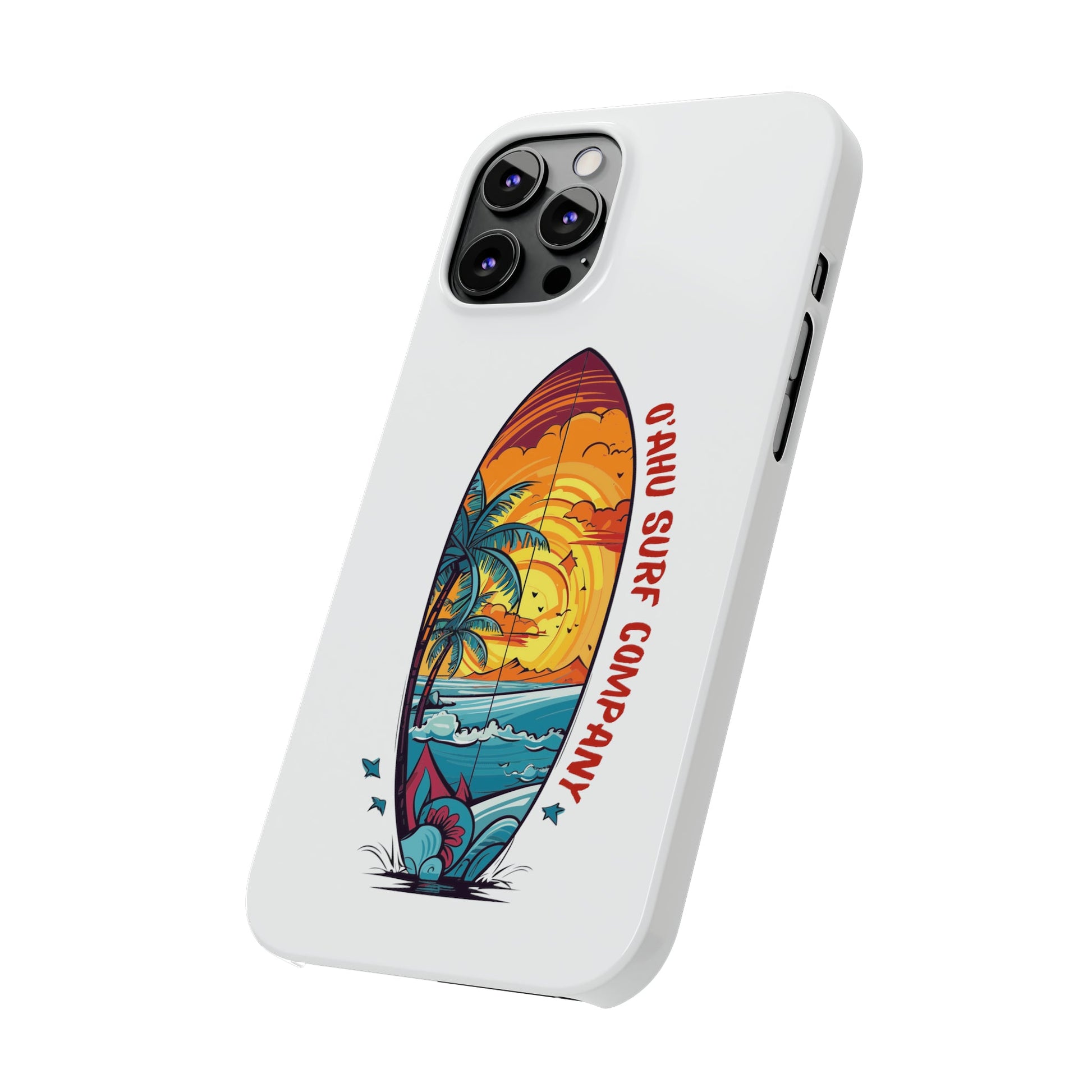 O'ahu Surf Company Tropical Surfboard iPhone Slim Case. Colorful Hawaii surfboard iphone case.