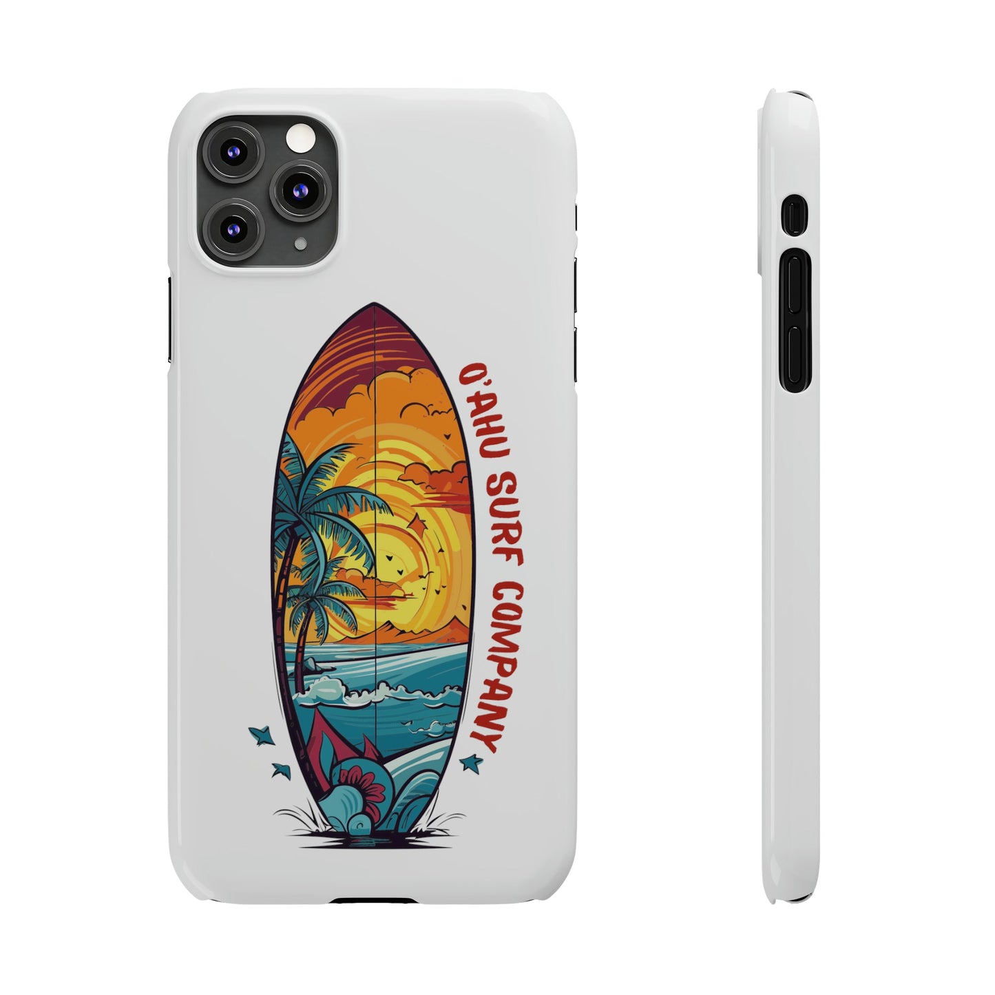 O'ahu Surf Company Tropical Surfboard iPhone Slim Case. Colorful Hawaii surfboard iphone case. iPhone 11 Pro Max