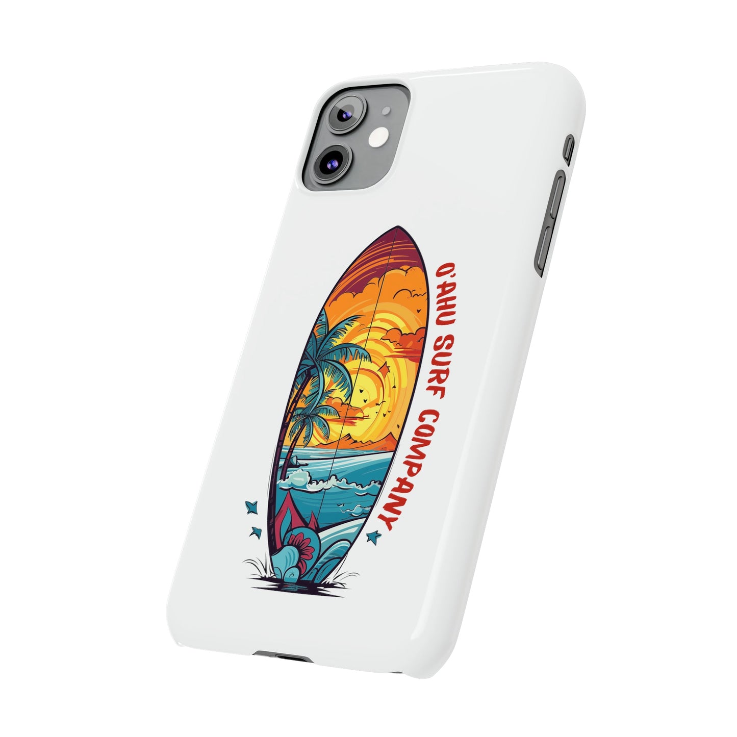 O'ahu Surf Company Tropical Surfboard iPhone Slim Case. Colorful Hawaii surfboard iphone case.