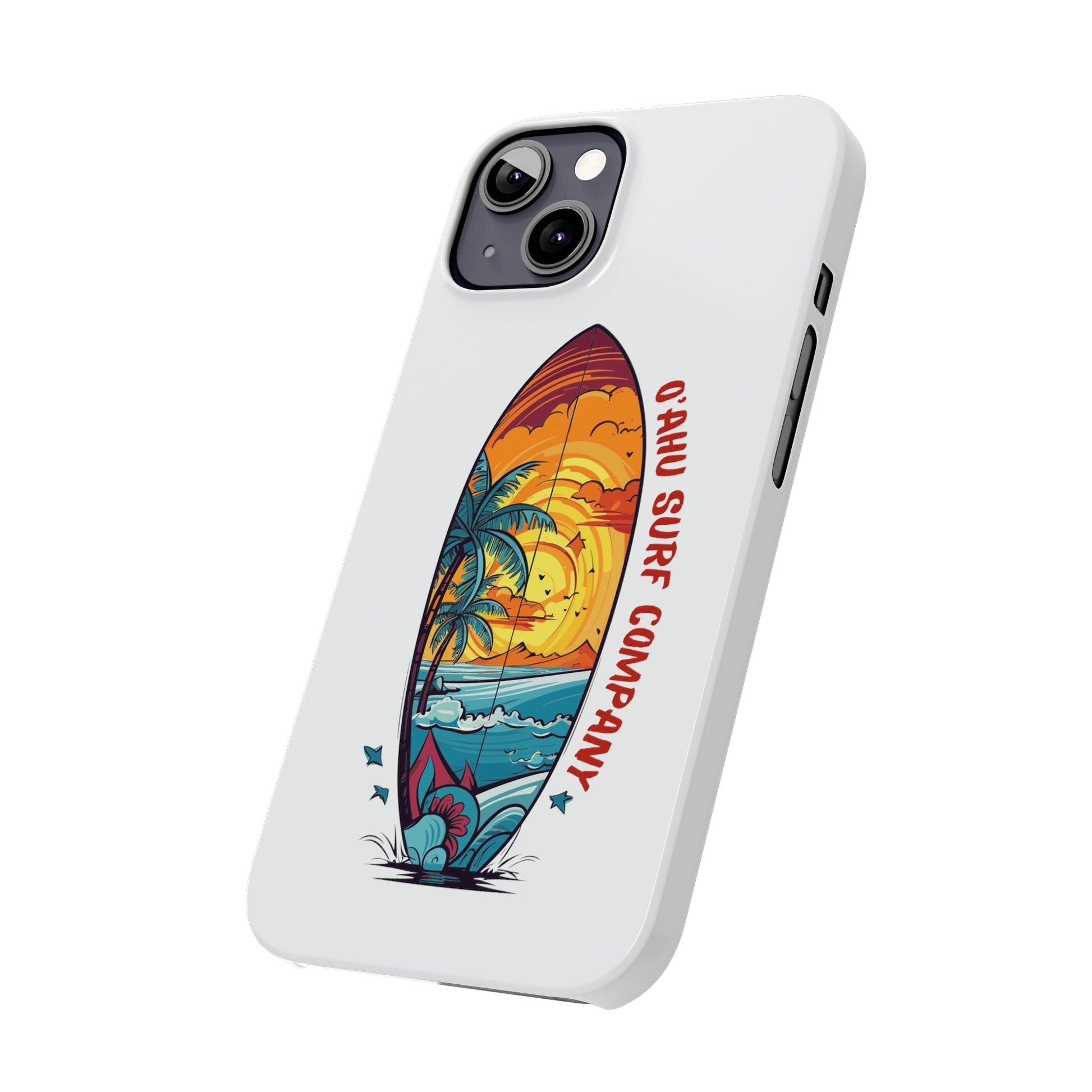 O'ahu Surf Company Tropical Surfboard iPhone Slim Case. Colorful Hawaii surfboard iphone case.