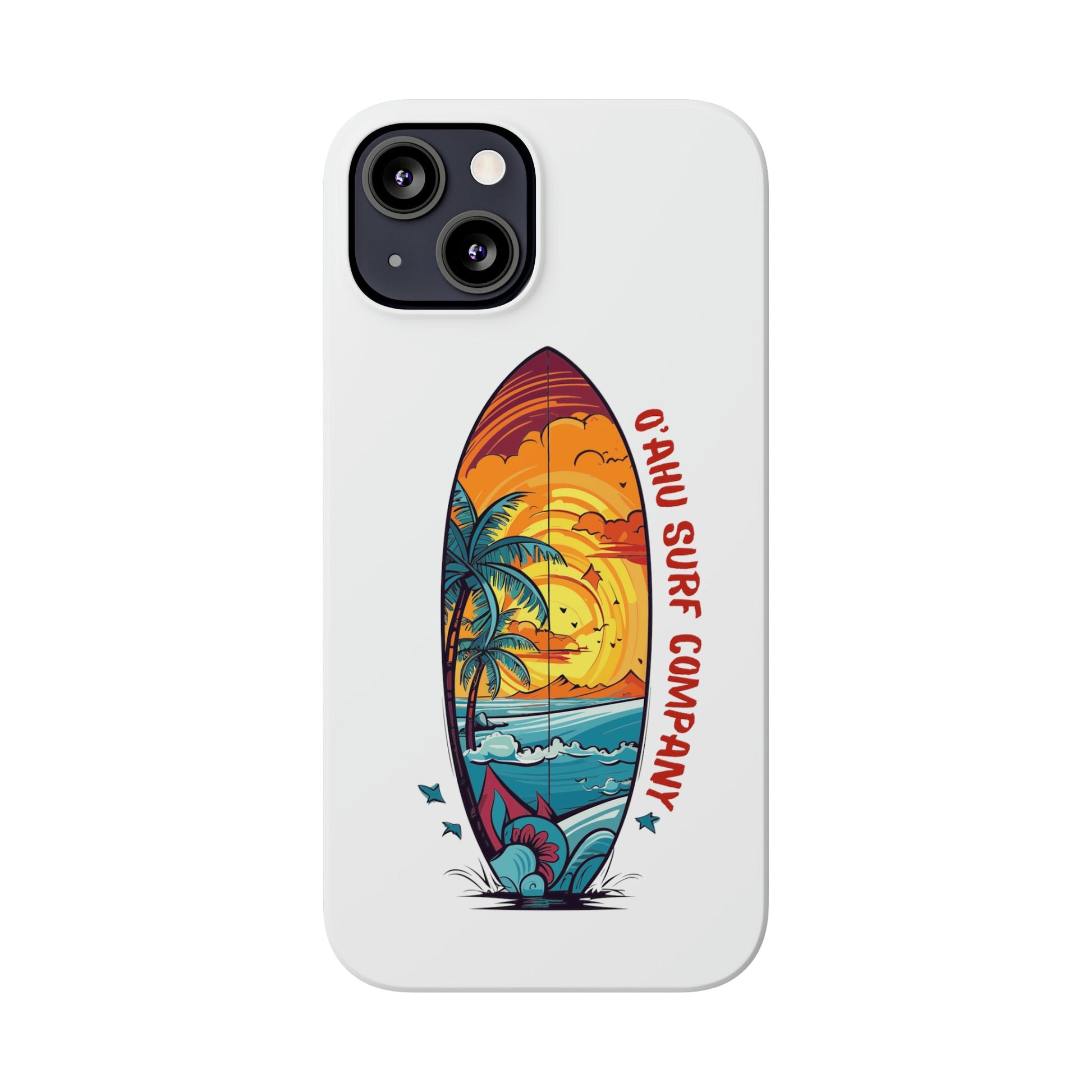 O'ahu Surf Company Tropical Surfboard iPhone Slim Case. Colorful Hawaii surfboard iphone case.