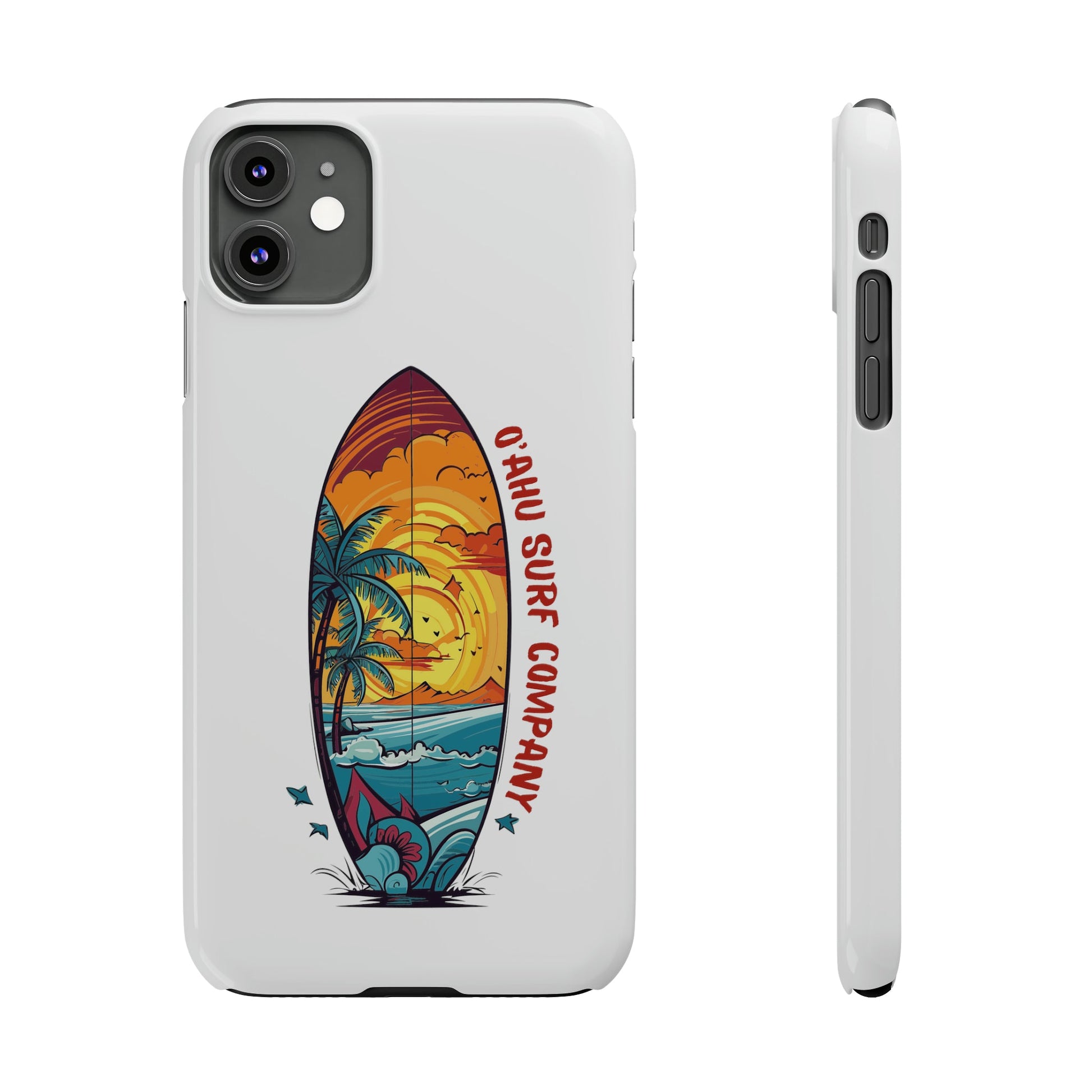 O'ahu Surf Company Tropical Surfboard iPhone Slim Case. Colorful Hawaii surfboard iphone case. iPhone 11