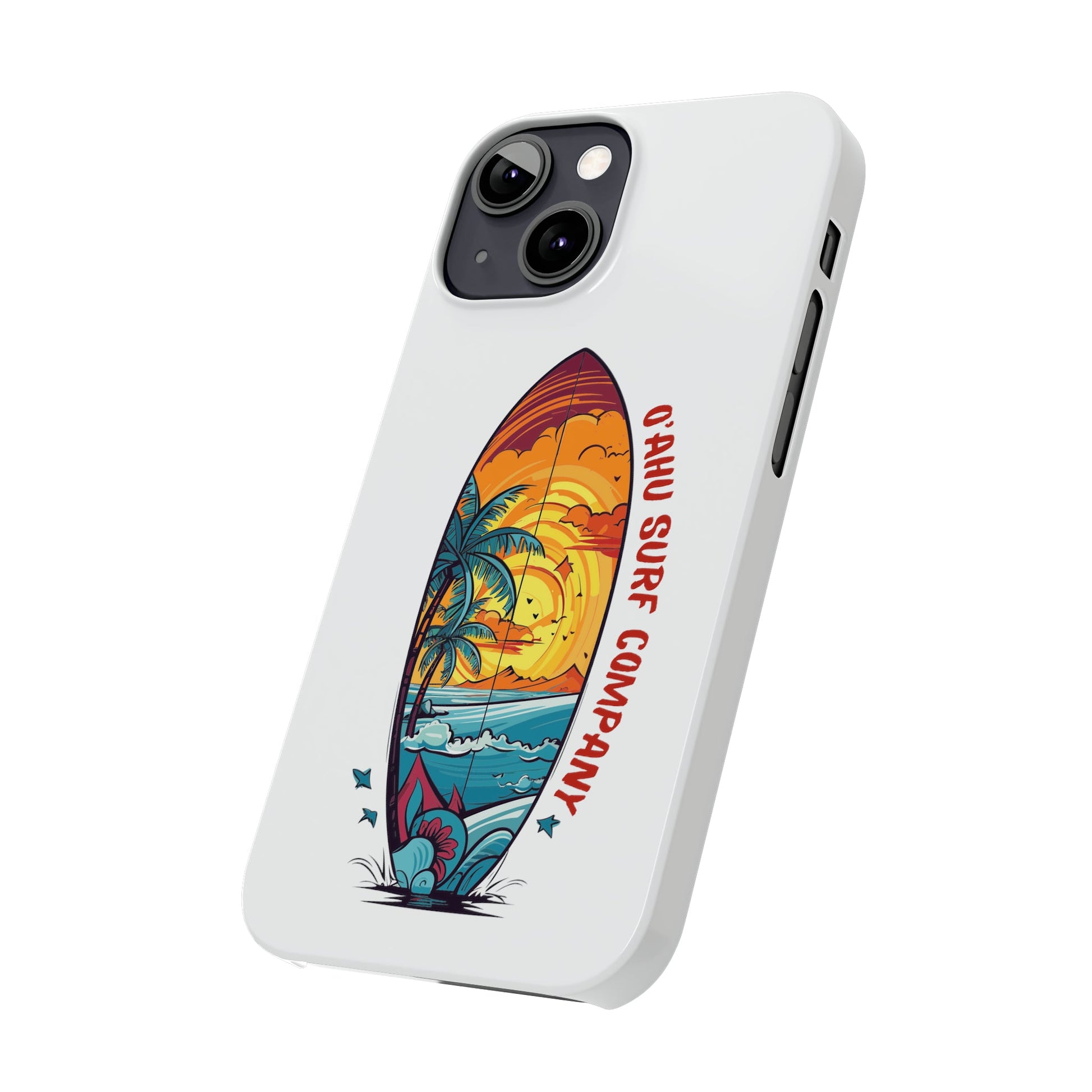 O'ahu Surf Company Tropical Surfboard iPhone Slim Case. Colorful Hawaii surfboard iphone case.