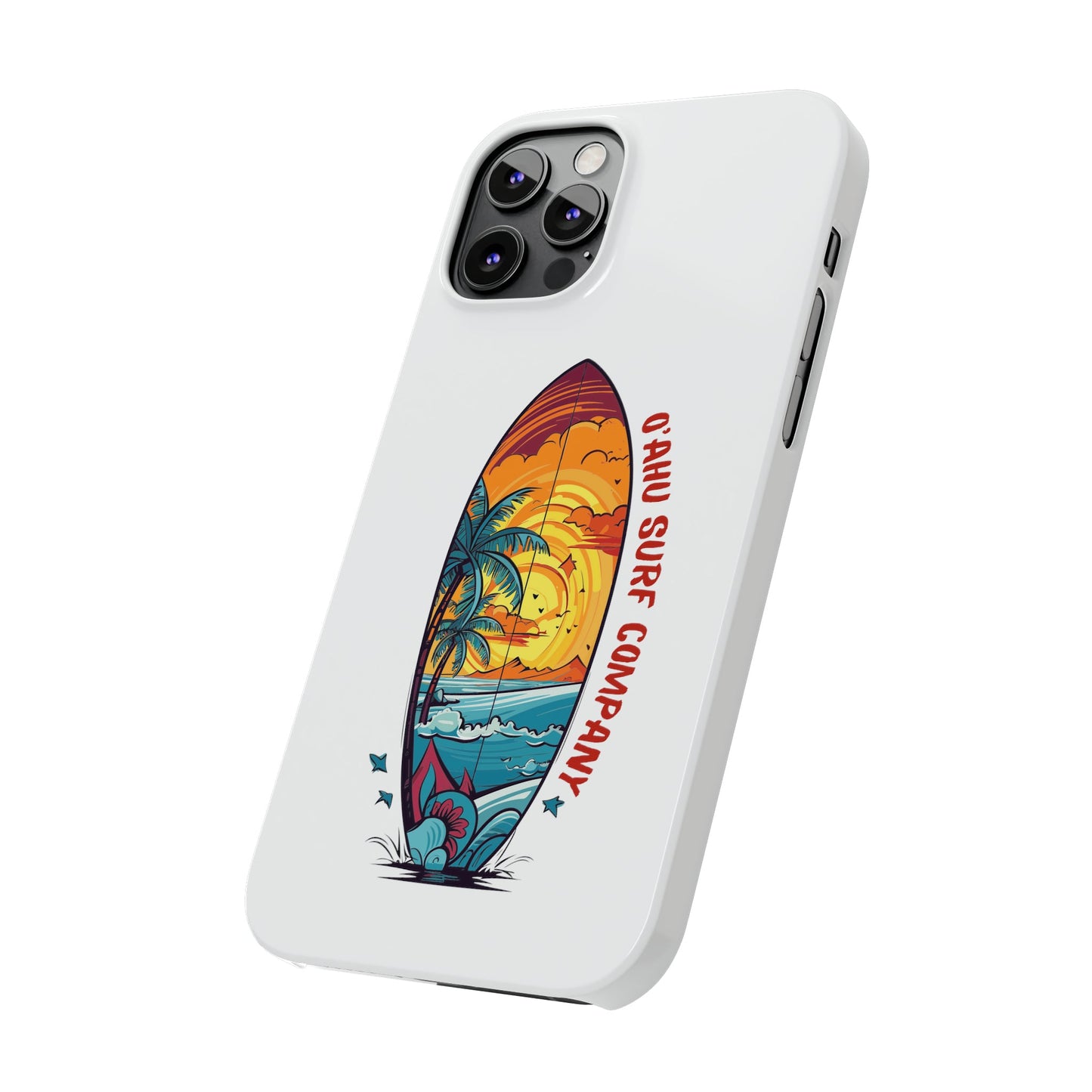 O'ahu Surf Company Tropical Surfboard iPhone Slim Case. Colorful Hawaii surfboard iphone case.