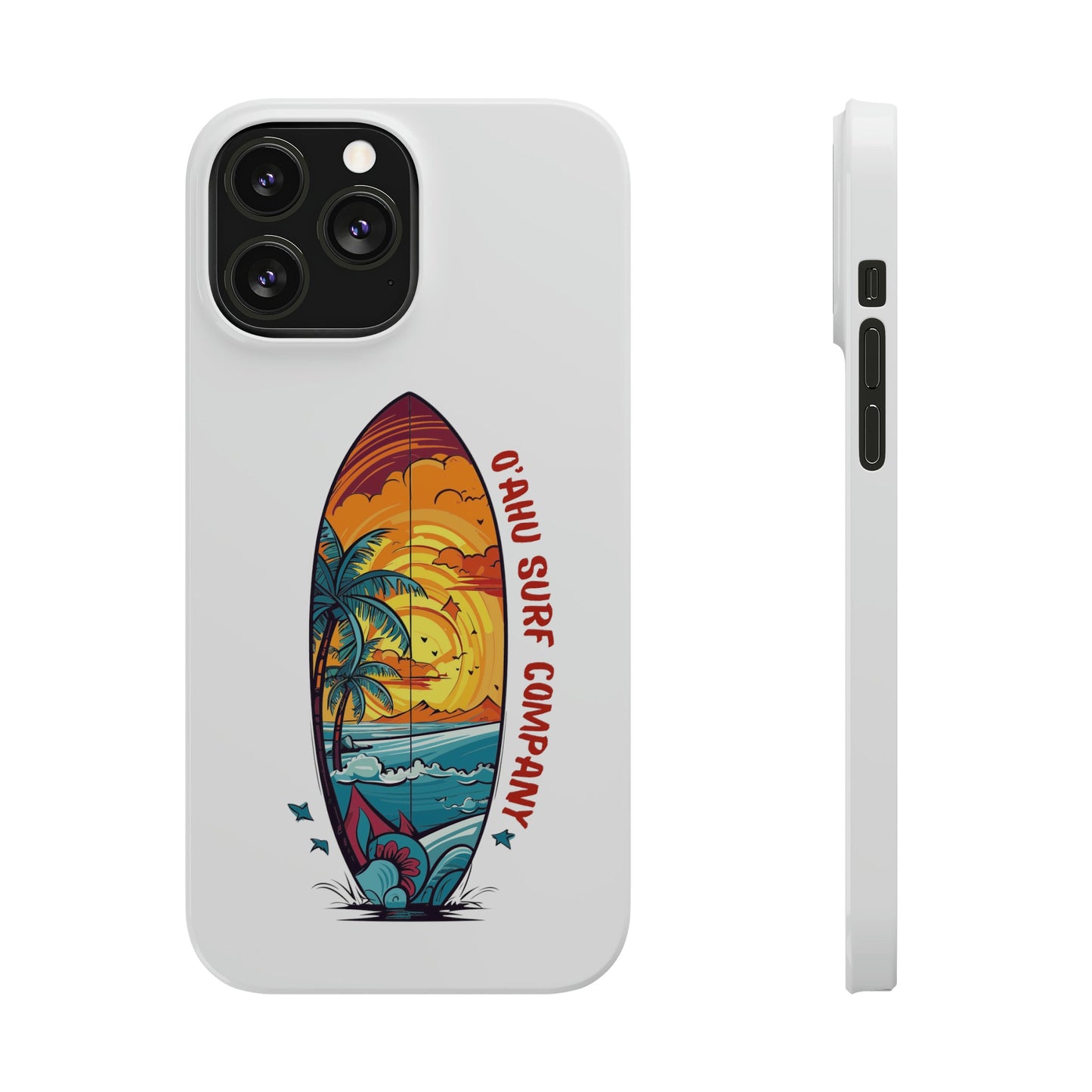 O'ahu Surf Company Tropical Surfboard iPhone Slim Case. Colorful Hawaii surfboard iphone case. iPhone 13 Pro Max