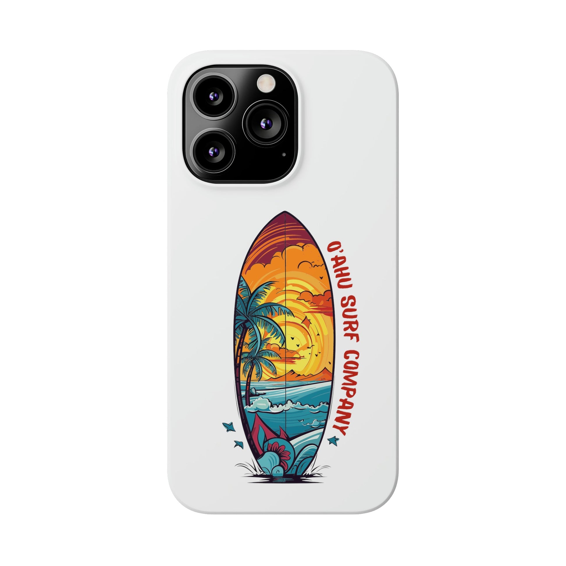 O'ahu Surf Company Tropical Surfboard iPhone Slim Case. Colorful Hawaii surfboard iphone case.