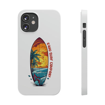 O'ahu Surf Company Tropical Surfboard iPhone Slim Case. Colorful Hawaii surfboard iphone case. iPhone 12 Mini