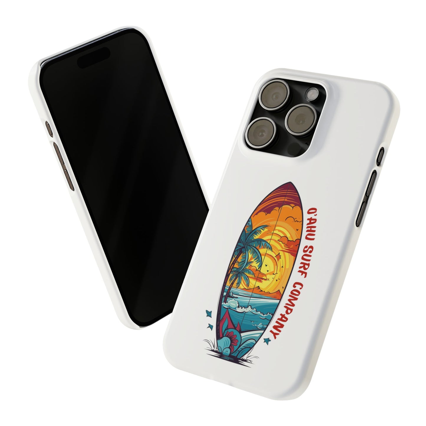 O'ahu Surf Company Tropical Surfboard iPhone Slim Case. Colorful Hawaii surfboard iphone case.