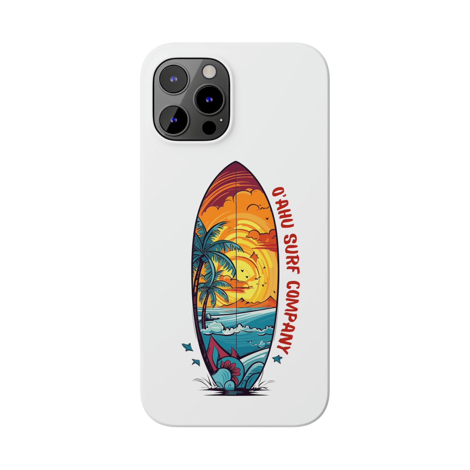 O'ahu Surf Company Tropical Surfboard iPhone Slim Case. Colorful Hawaii surfboard iphone case.