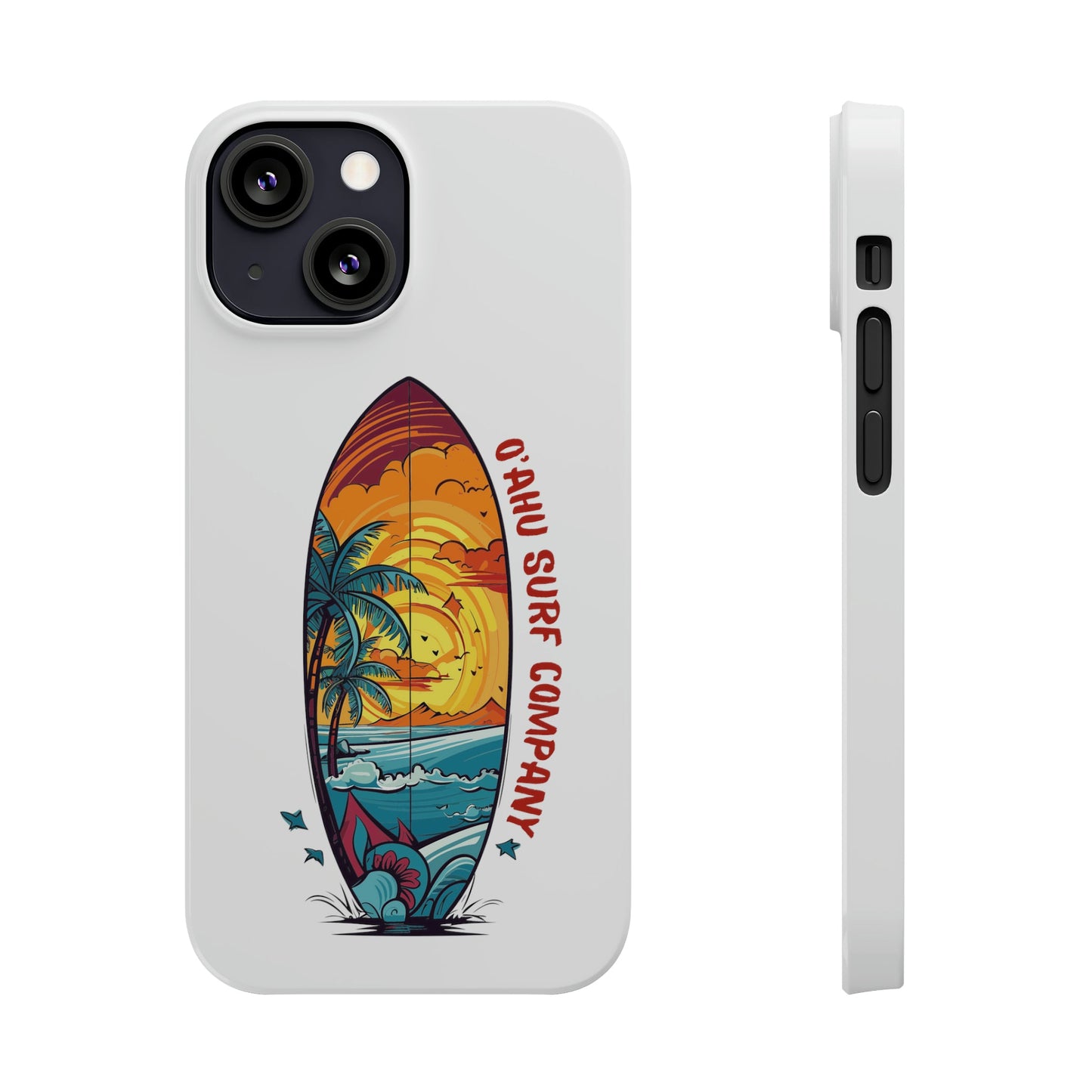 O'ahu Surf Company Tropical Surfboard iPhone Slim Case. Colorful Hawaii surfboard iphone case. iPhone 13 Mini