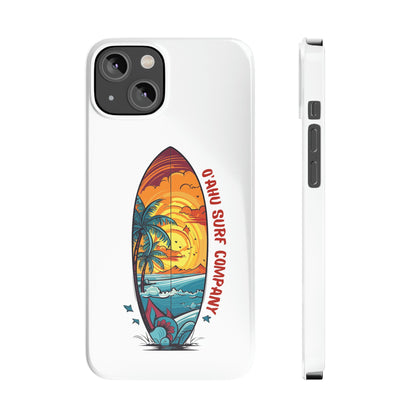 O'ahu Surf Company Tropical Surfboard iPhone Slim Case. Colorful Hawaii surfboard iphone case. iPhone 14