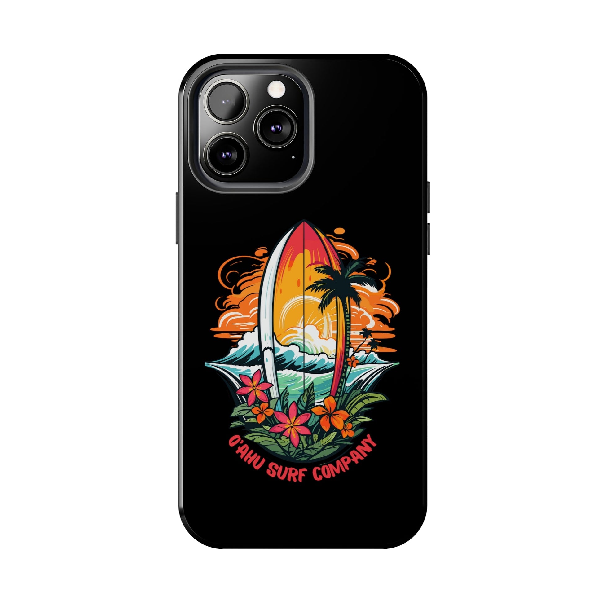 O'ahu Surf Company Tropical Surfboard iPhone Tough Case. Colorful Hawaii surfboard iphone case.