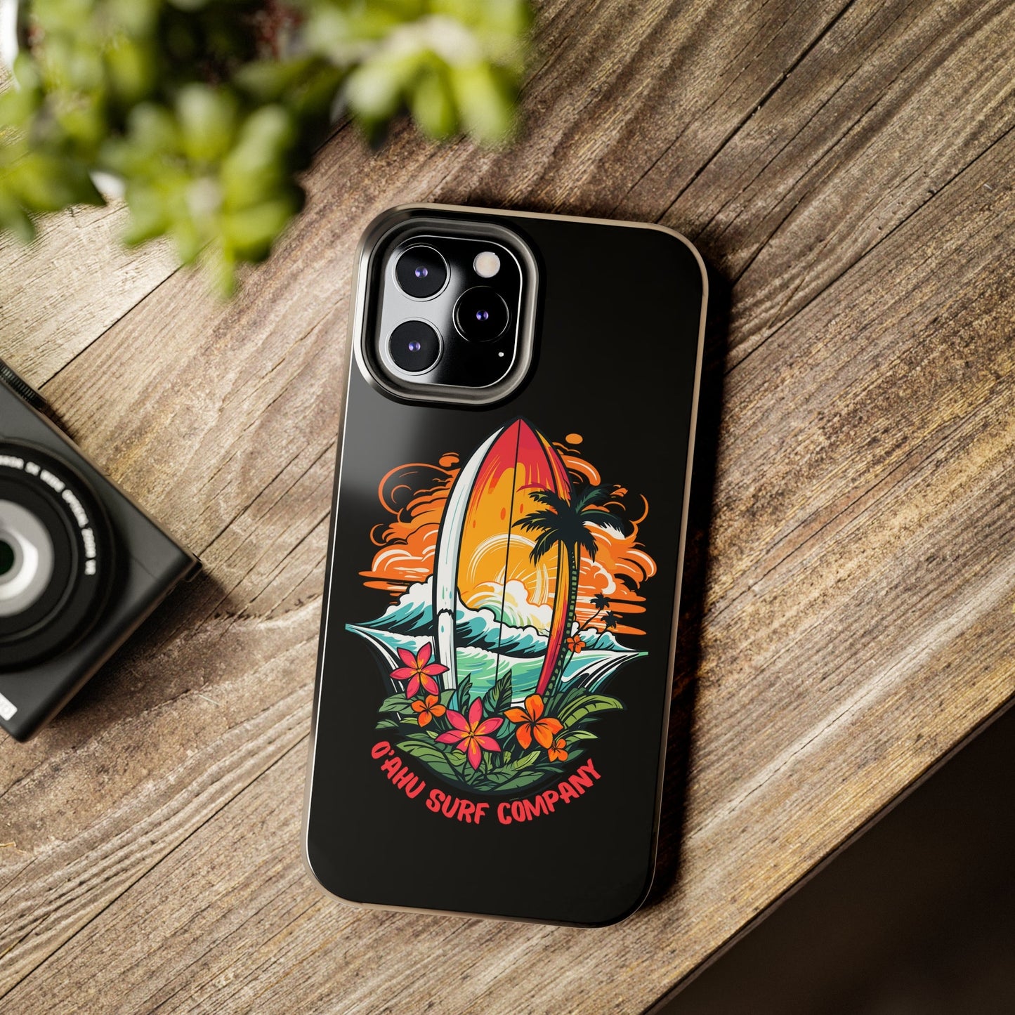 O'ahu Surf Company Tropical Surfboard iPhone Tough Case. Colorful Hawaii surfboard iphone case.