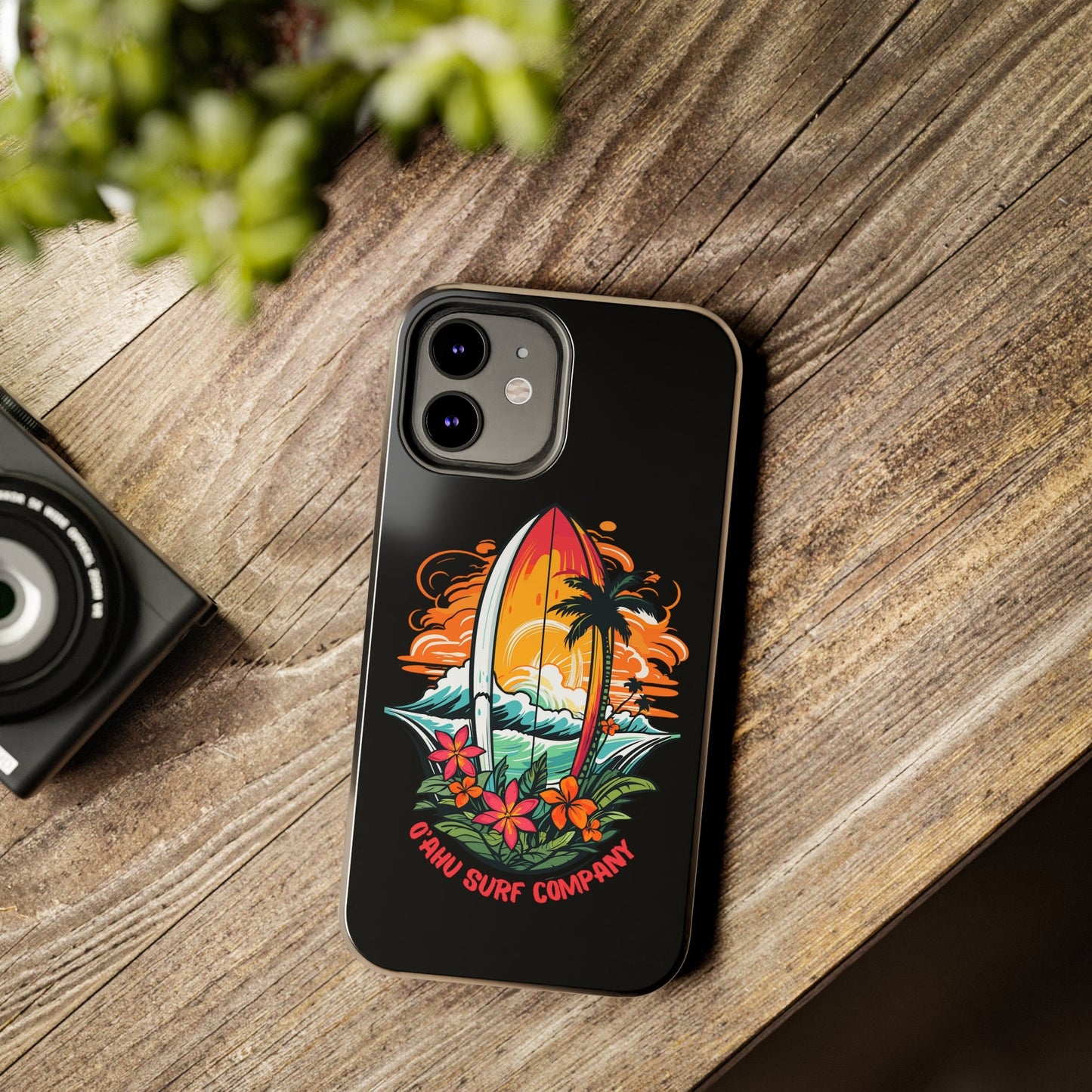 O'ahu Surf Company Tropical Surfboard iPhone Tough Case. Colorful Hawaii surfboard iphone case.