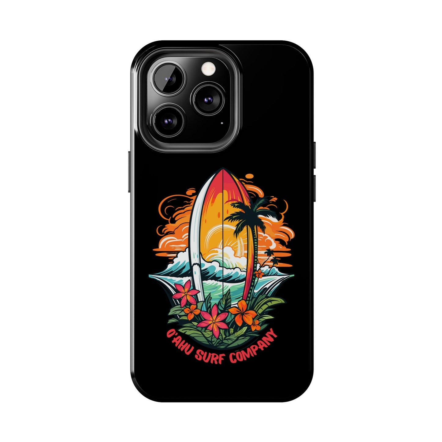 O'ahu Surf Company Tropical Surfboard iPhone Tough Case. Colorful Hawaii surfboard iphone case.