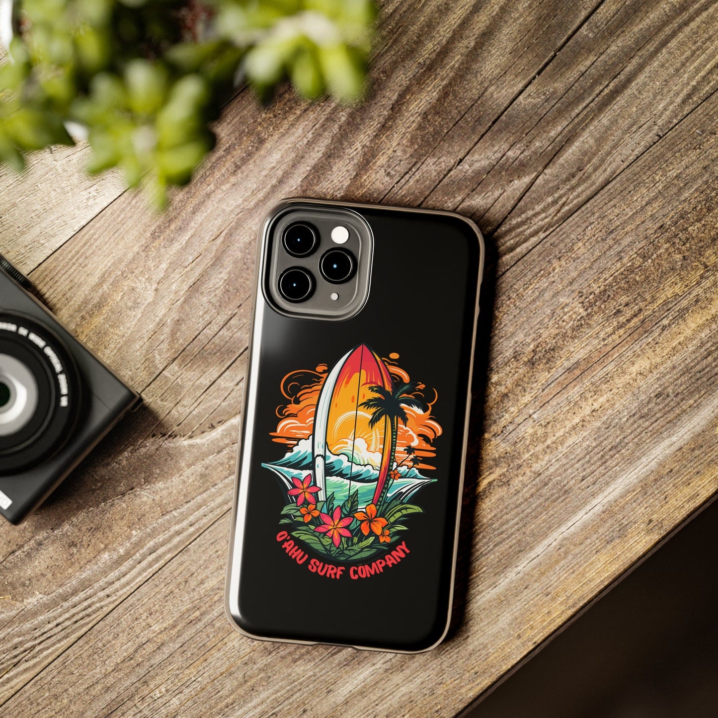 O'ahu Surf Company Tropical Surfboard iPhone Tough Case. Colorful Hawaii surfboard iphone case.