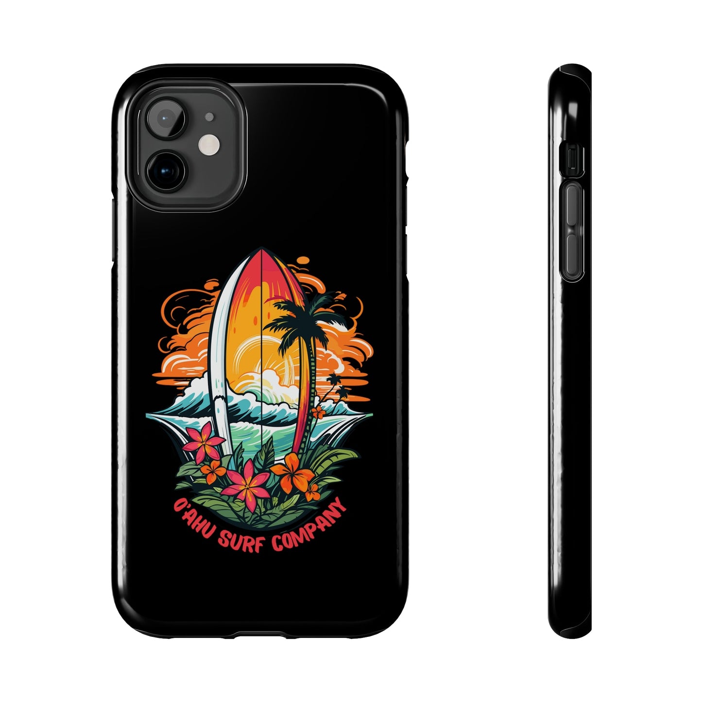 O'ahu Surf Company Tropical Surfboard iPhone Tough Case. Colorful Hawaii surfboard iphone case. iPhone 11