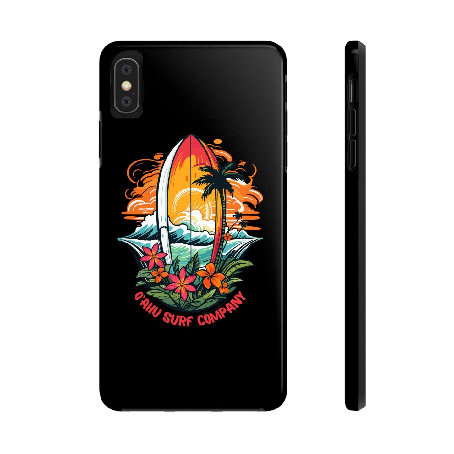 O'ahu Surf Company Tropical Surfboard iPhone Tough Case. Colorful Hawaii surfboard iphone case. iPhone XS MAX