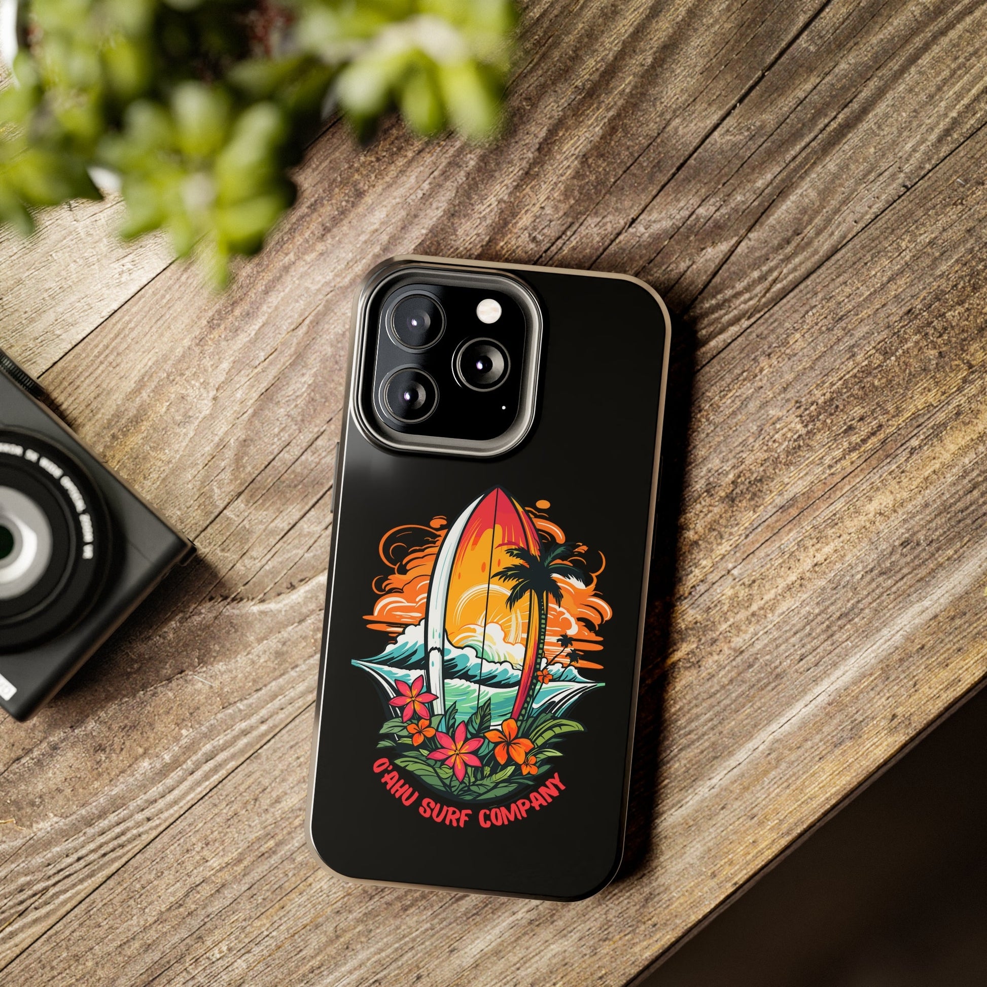 O'ahu Surf Company Tropical Surfboard iPhone Tough Case. Colorful Hawaii surfboard iphone case.