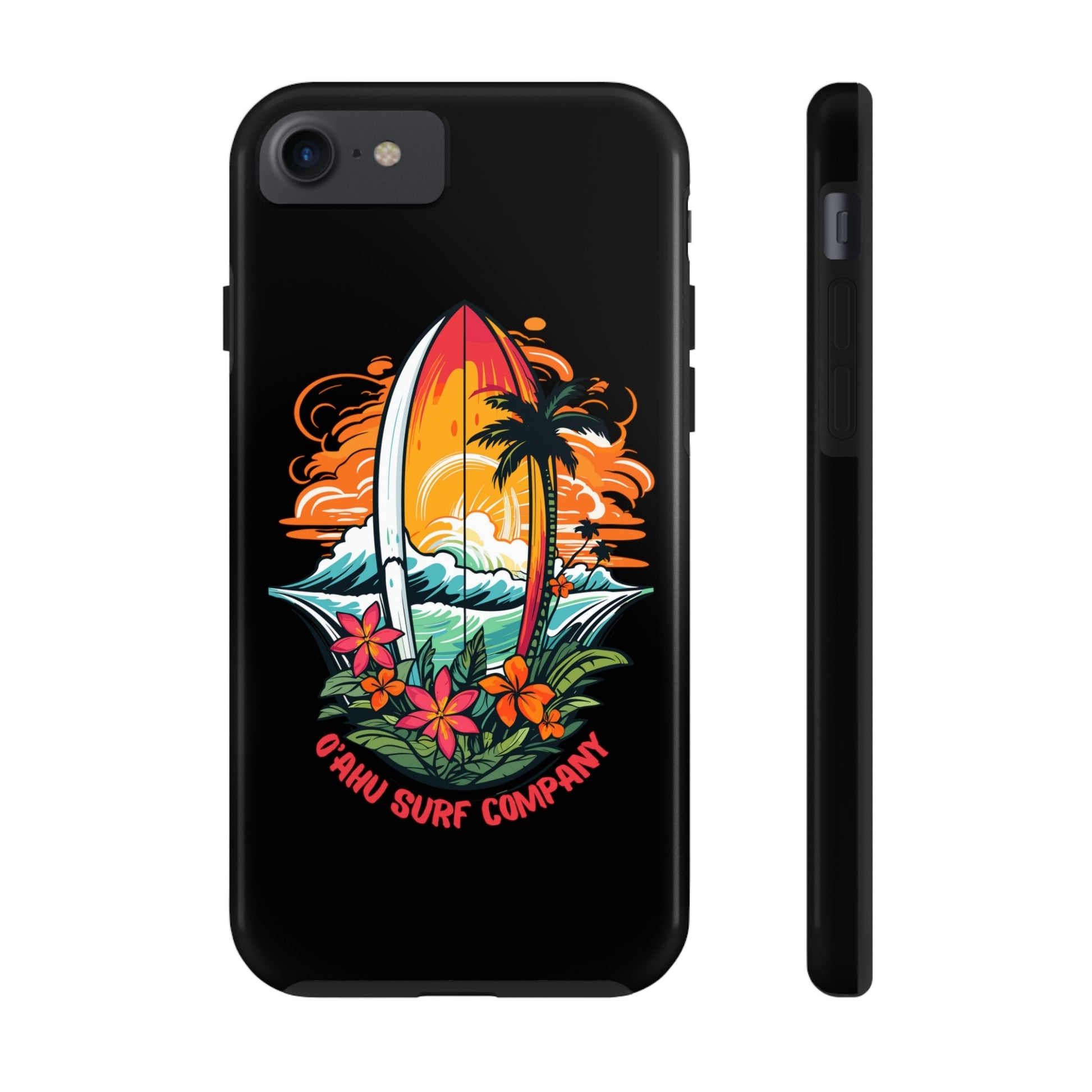 O'ahu Surf Company Tropical Surfboard iPhone Tough Case. Colorful Hawaii surfboard iphone case. iPhone 7, iPhone 8, iPhone SE