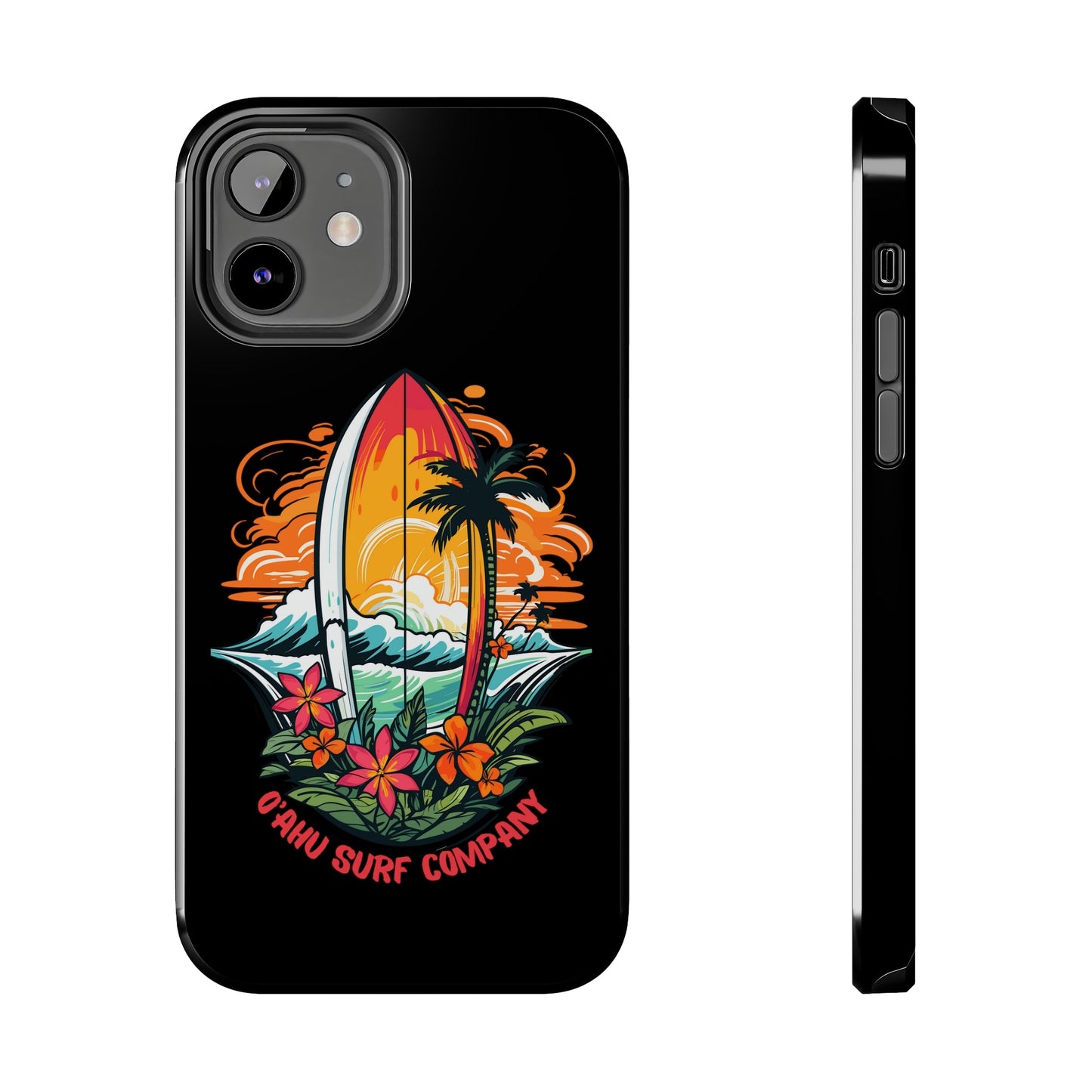 O'ahu Surf Company Tropical Surfboard iPhone Tough Case. Colorful Hawaii surfboard iphone case. iPhone 12