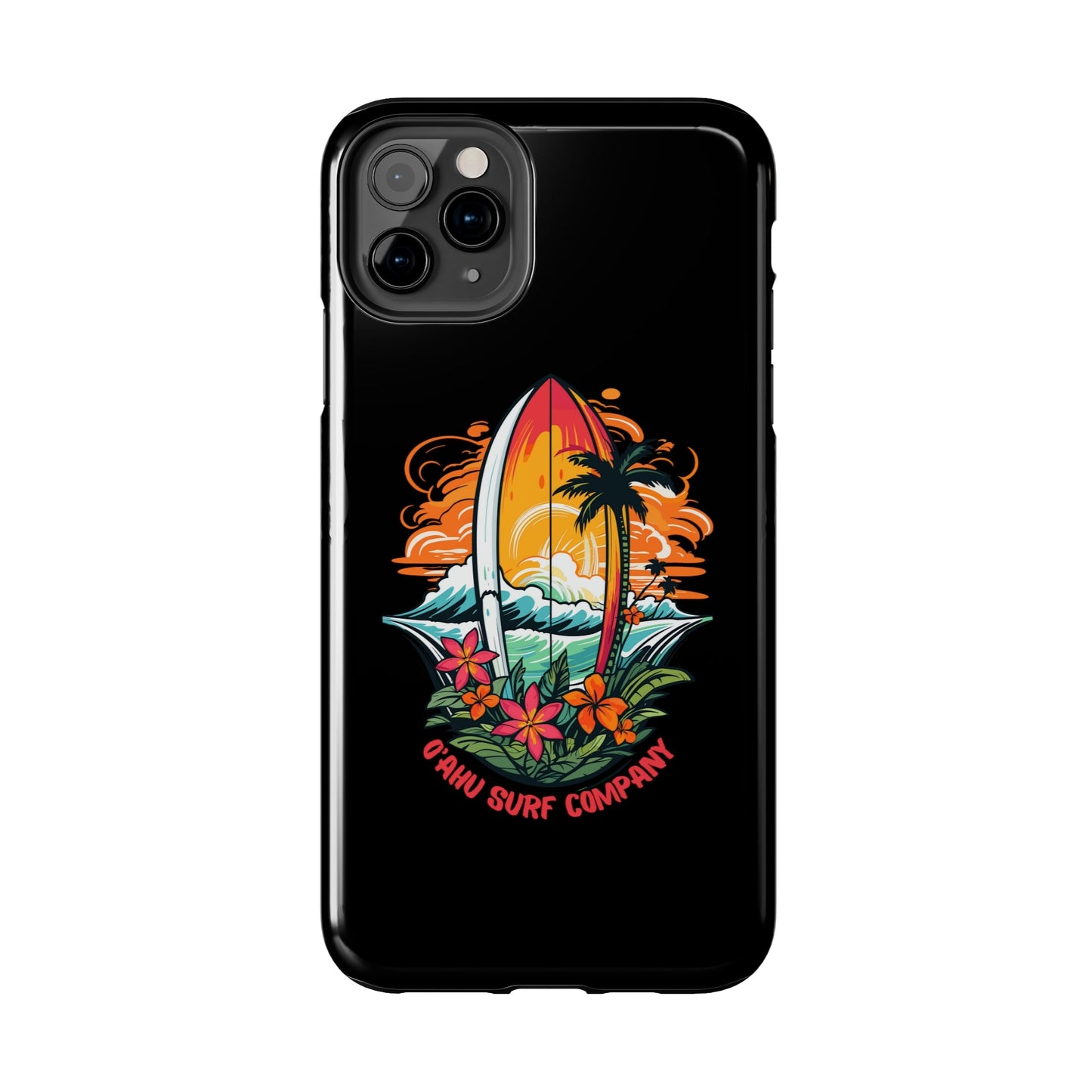 O'ahu Surf Company Tropical Surfboard iPhone Tough Case. Colorful Hawaii surfboard iphone case.