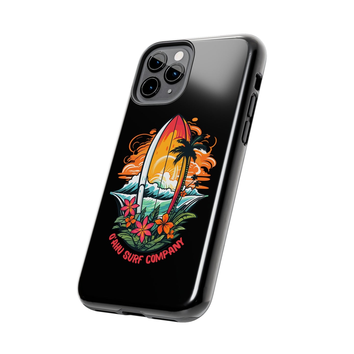 O'ahu Surf Company Tropical Surfboard iPhone Tough Case. Colorful Hawaii surfboard iphone case.