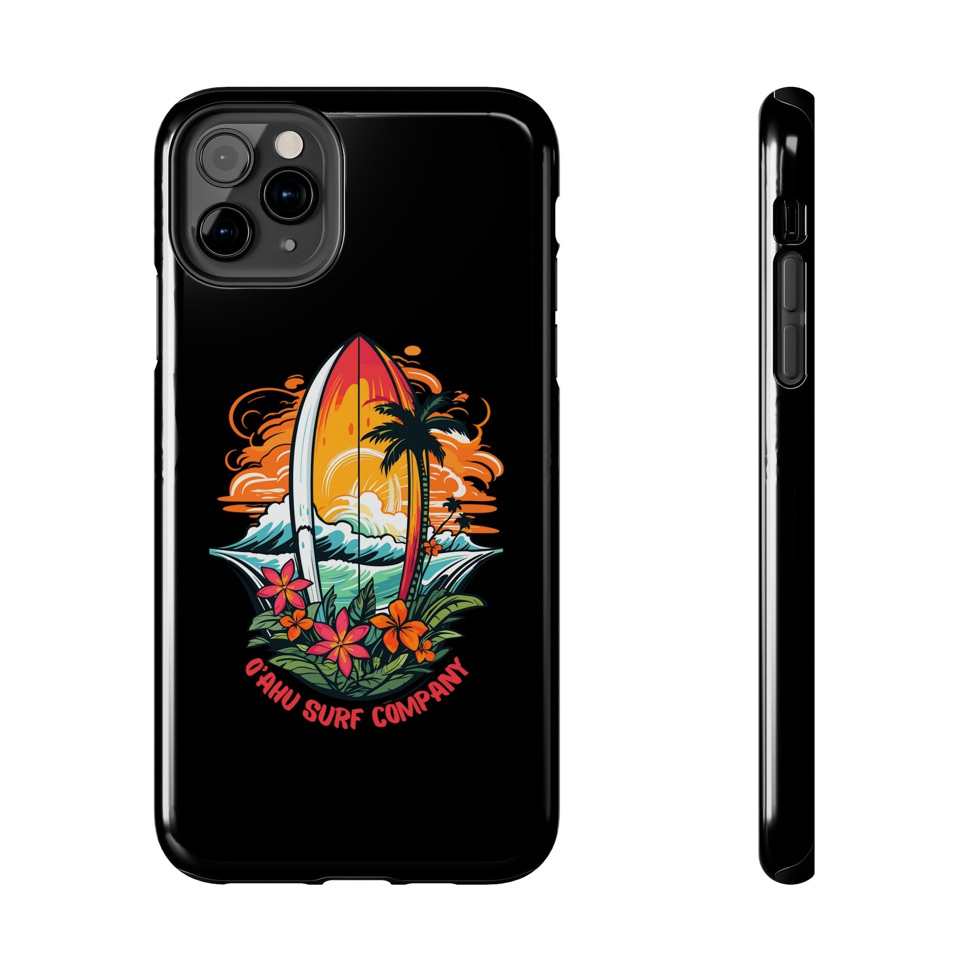 O'ahu Surf Company Tropical Surfboard iPhone Tough Case. Colorful Hawaii surfboard iphone case. iPhone 11 Pro Max