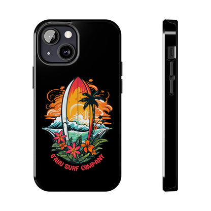 O'ahu Surf Company Tropical Surfboard iPhone Tough Case. Colorful Hawaii surfboard iphone case. iPhone 13 Mini